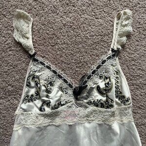 Eblin Lingerie Satin Lace Embroidered Chemise Womens Size S Coquette Feminine
